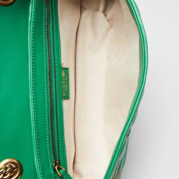 Gucci x Adidas Green Quilted Leather Marmont Small Shoulder Bag - Picture 8 of 9